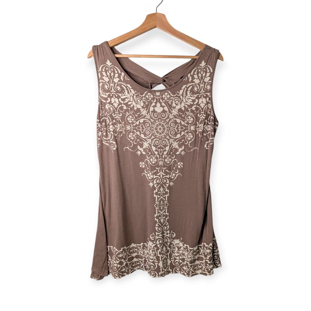 Y2K Brown Floral Scrollwork Tank Top